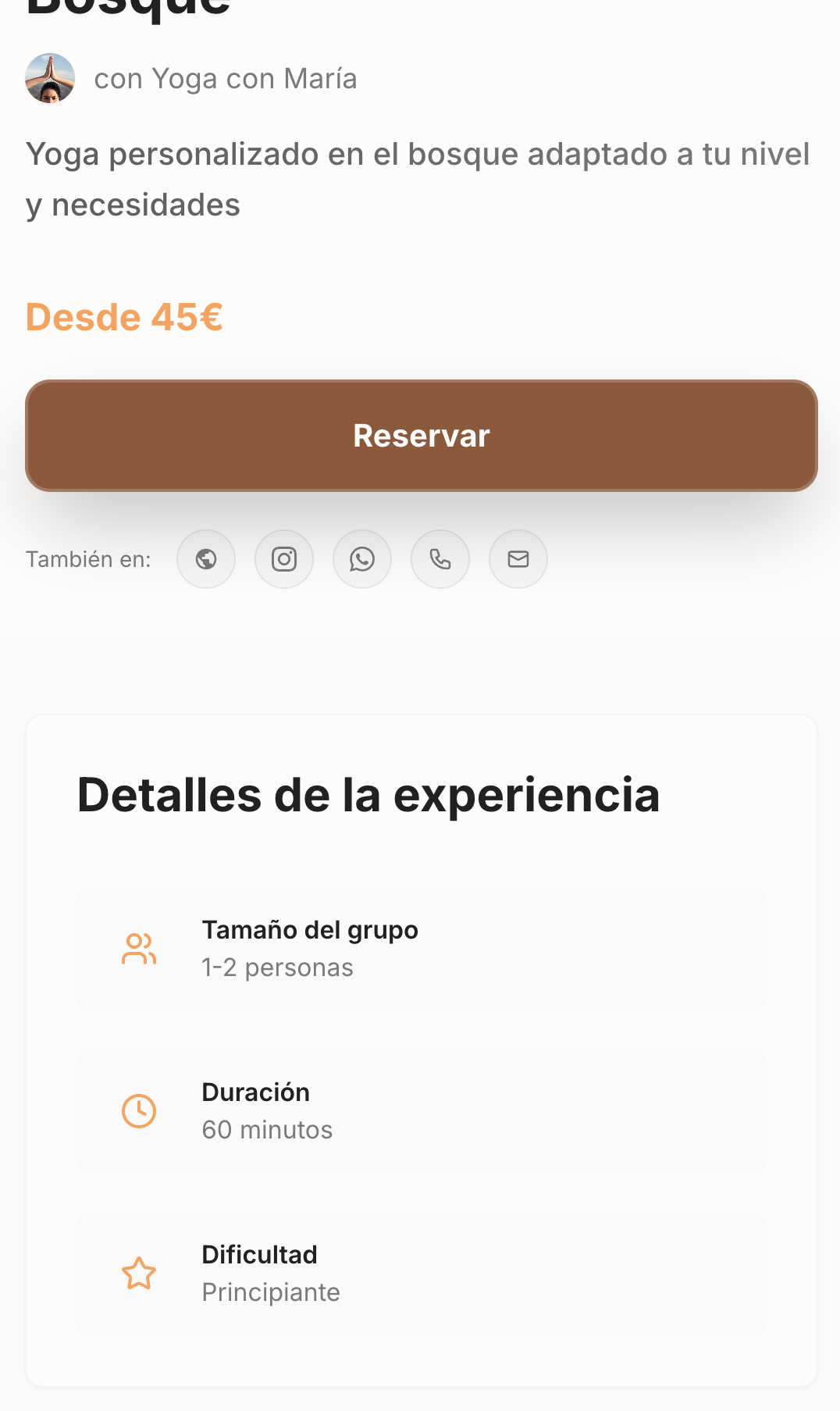 Yoga con María - Landing mobile - Image 2